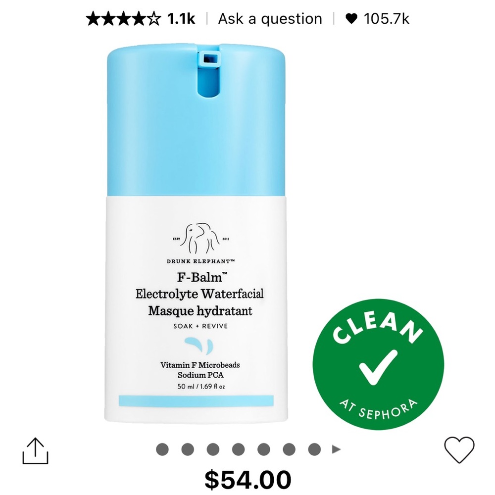 COPY - Drunk Elephant F-balm water facial face mask. 5ml each sample size